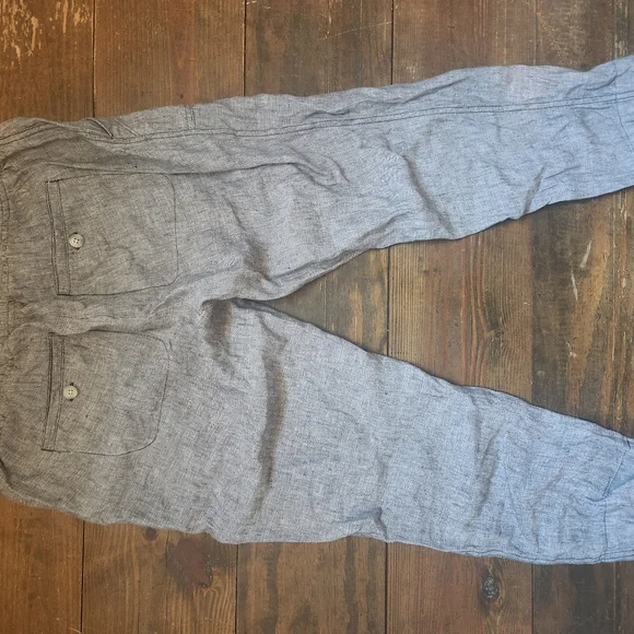 Athleta Bali Linen Jogger Pant Drawstring Cuffed Hem Ankle Crop Gray. 6 - Picture 5 of 7